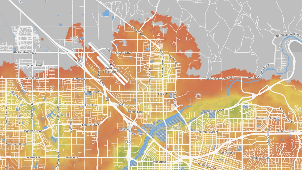 Bike Grade map of Oildale, CA