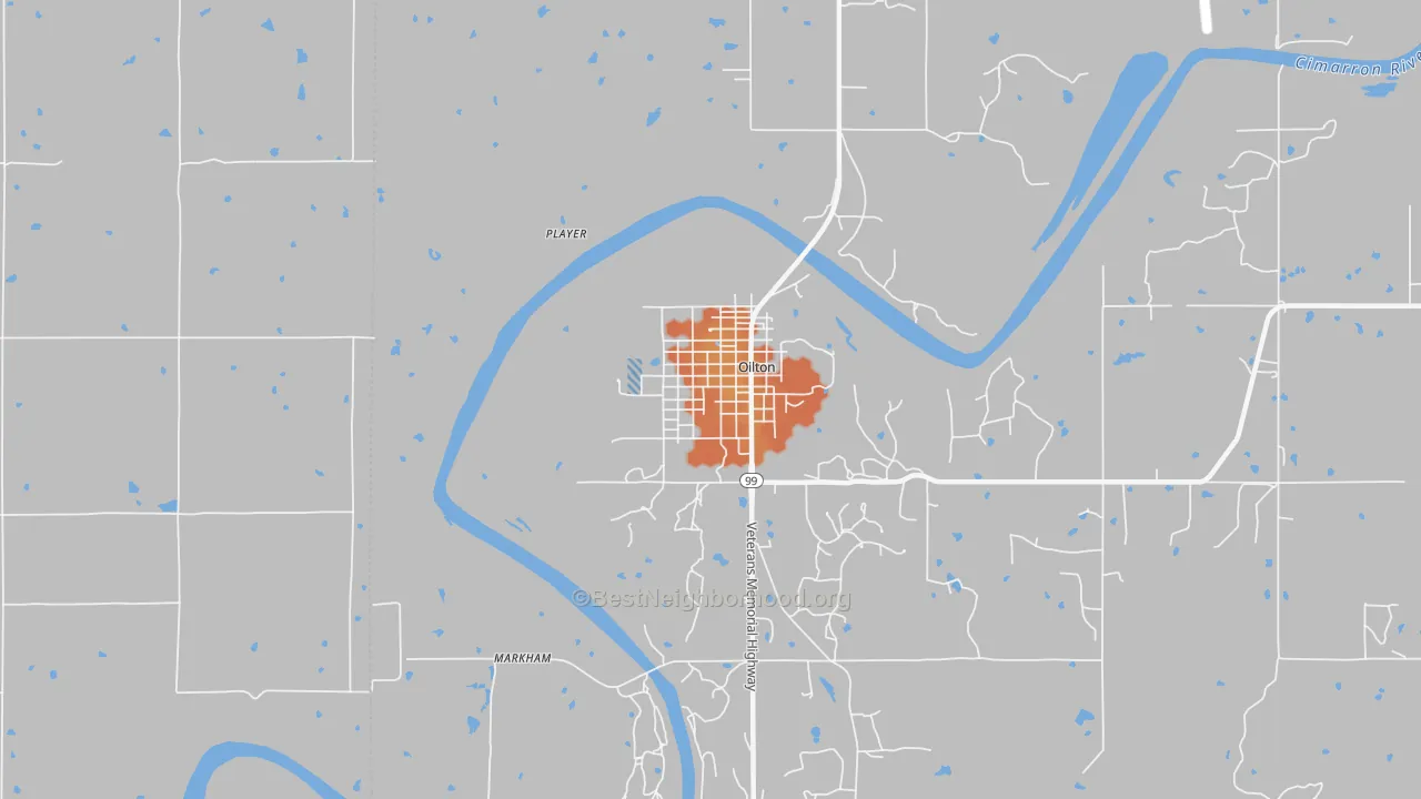 Bike Grade map of Oilton, OK
