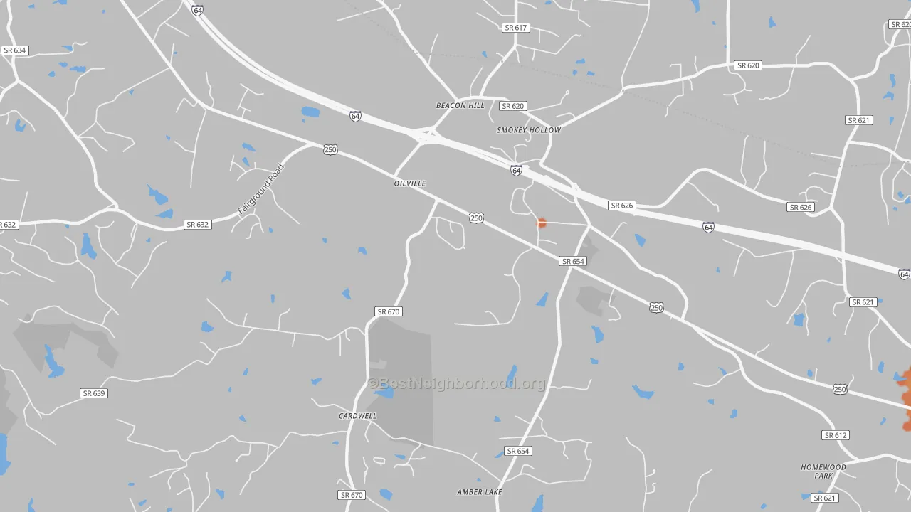 Bike Grade map of Oilville, VA