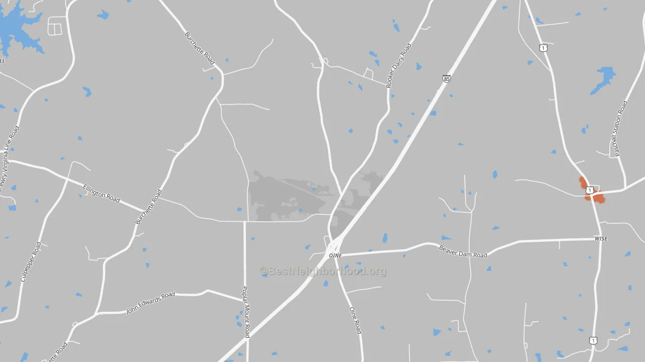 Bike Grade map of Oine, NC