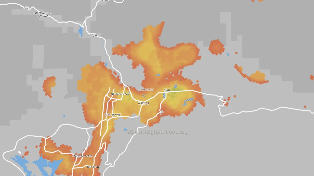 Bike Grade map of Ojai, CA