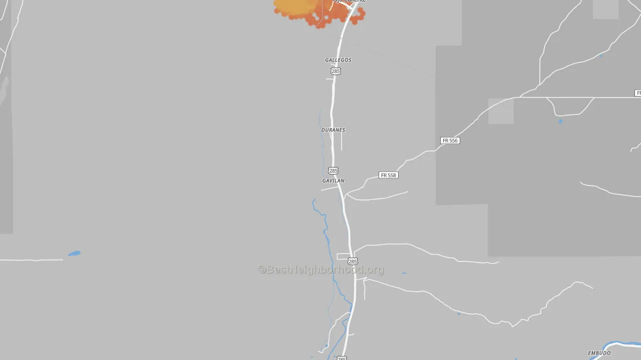 Bike Grade map of Ojo Caliente, NM