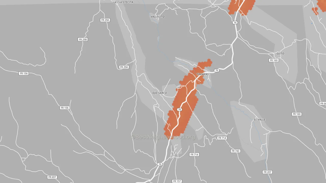 Bike Grade map of Ojo Sarco, NM