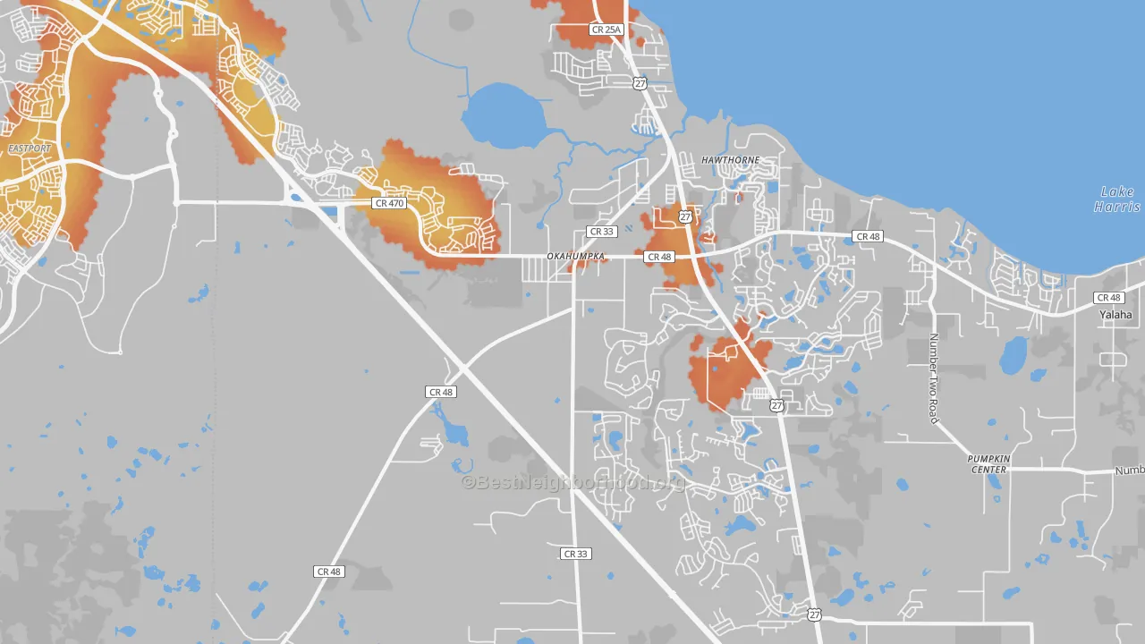 Bike Grade map of Okahumpka, FL