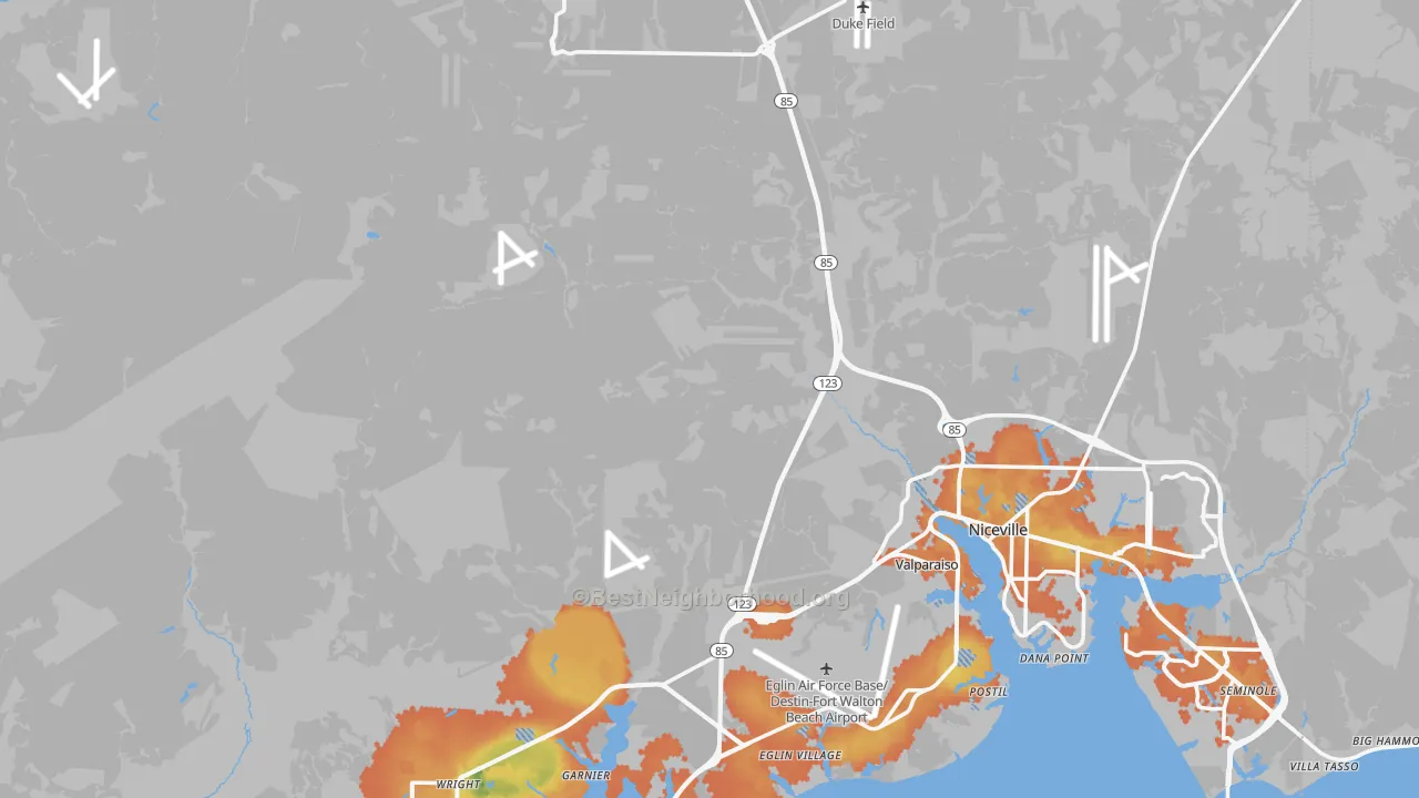 Bike Grade map of Okaloosa County, FL