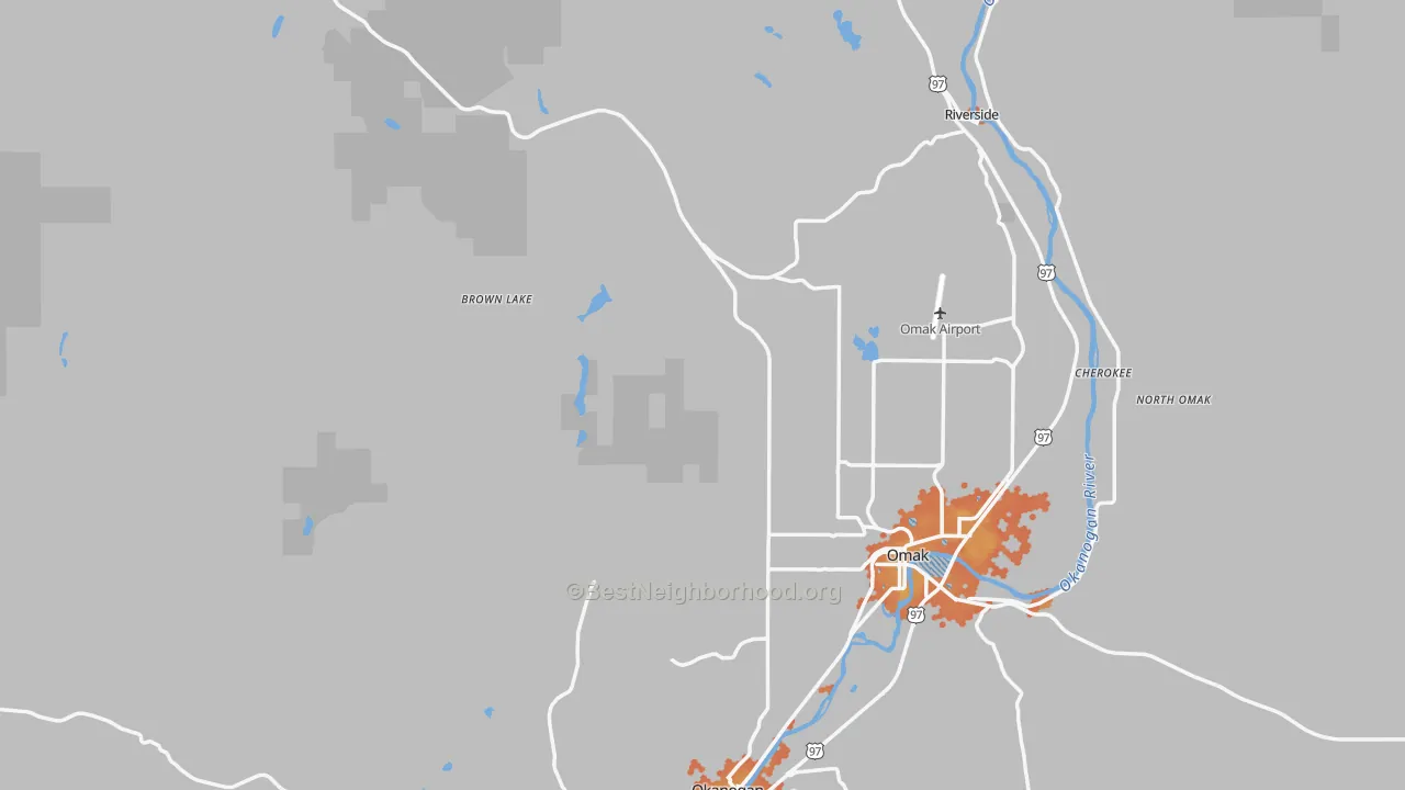 Bike Grade map of Okanogan County, WA