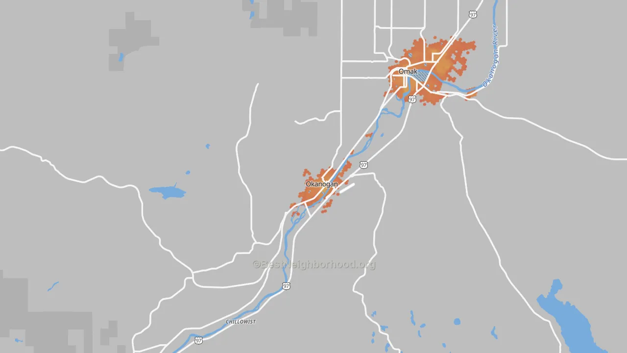 Bike Grade map of Okanogan, WA