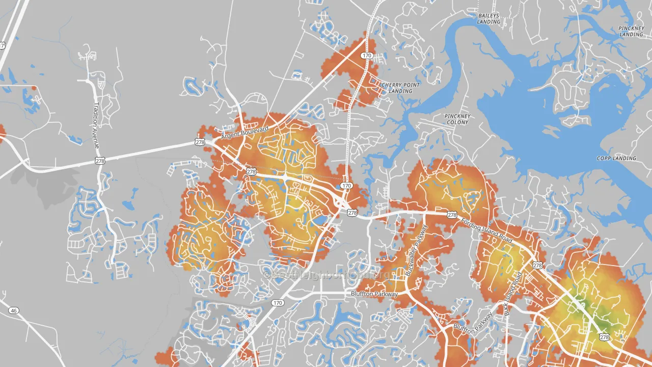 Bike Grade map of Okatie, SC