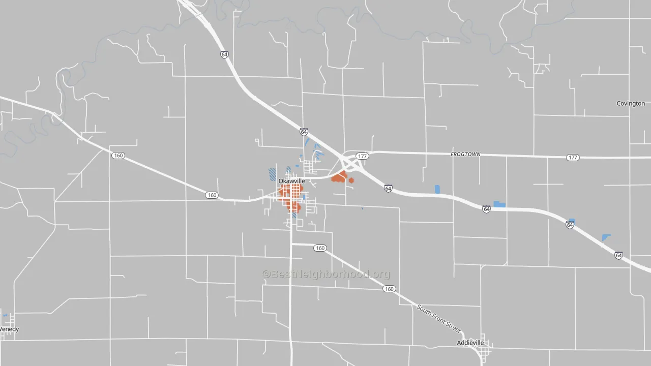 Bike Grade map of Okawville, IL