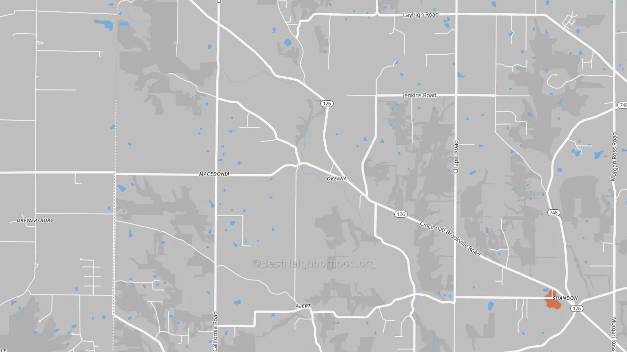 Bike Grade map of Okeana, OH