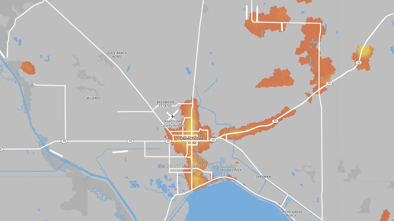 Bike Grade map of Okeechobee County, FL
