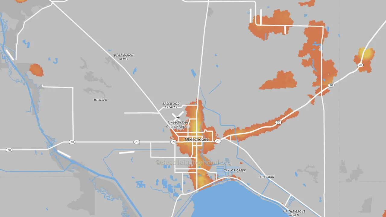 Bike Grade map of Okeechobee, FL