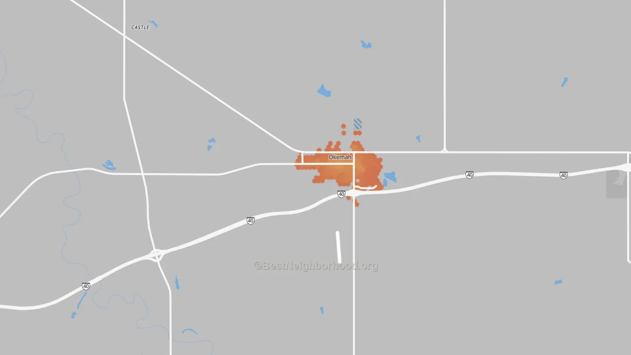 Bike Grade map of Okemah, OK