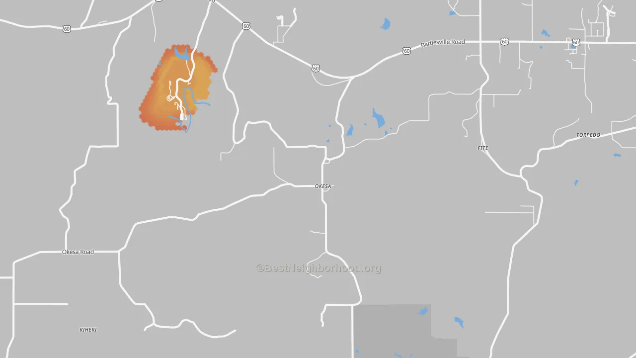 Bike Grade map of Okesa, OK