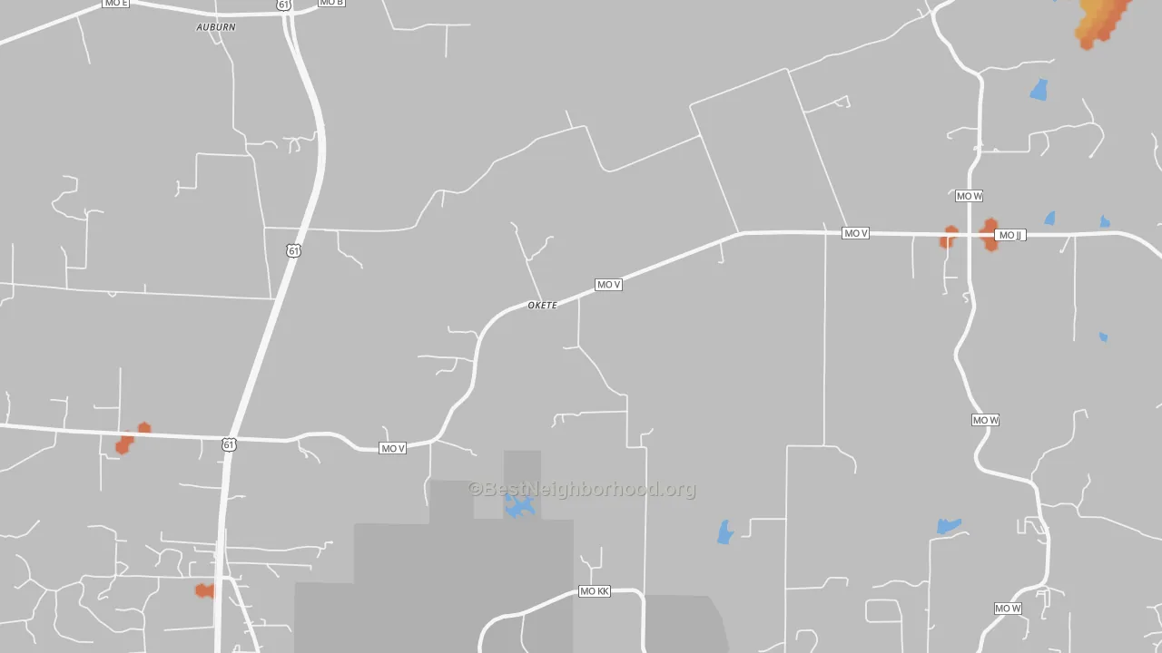 Bike Grade map of Okete, MO