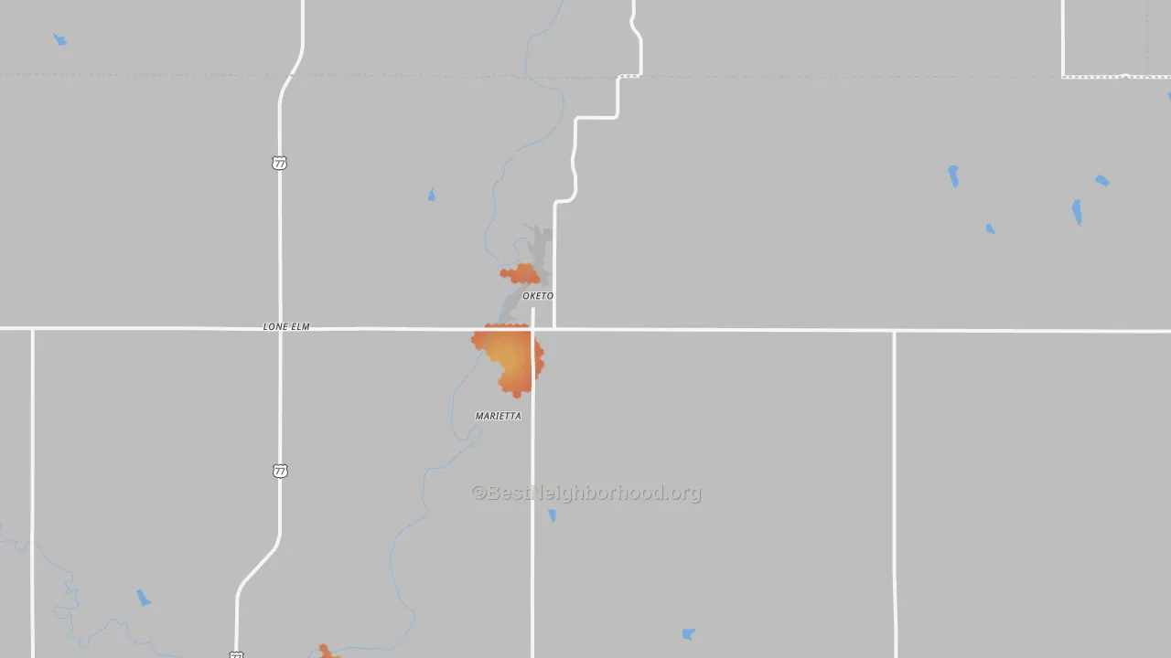 Bike Grade map of Oketo, KS