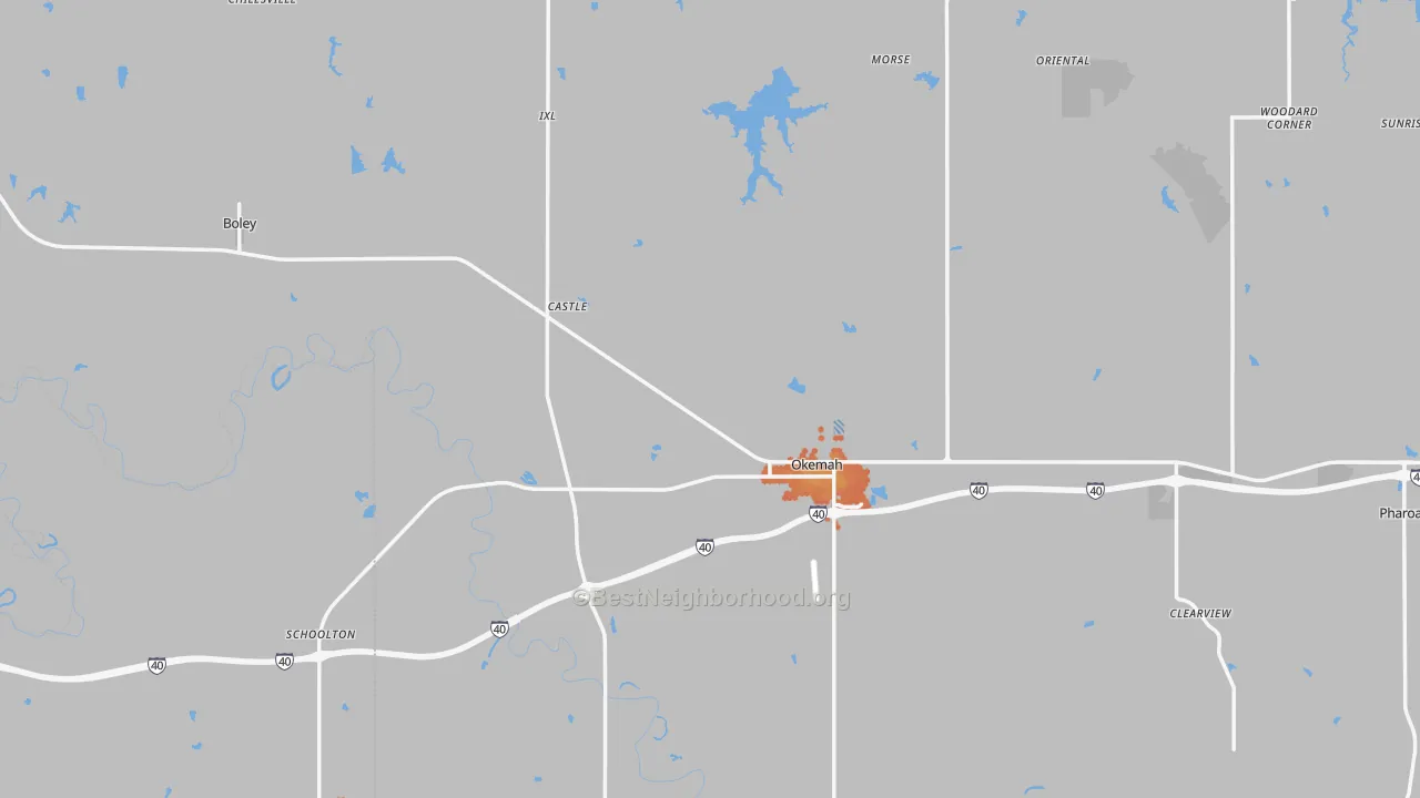 Bike Grade map of Okfuskee County, OK