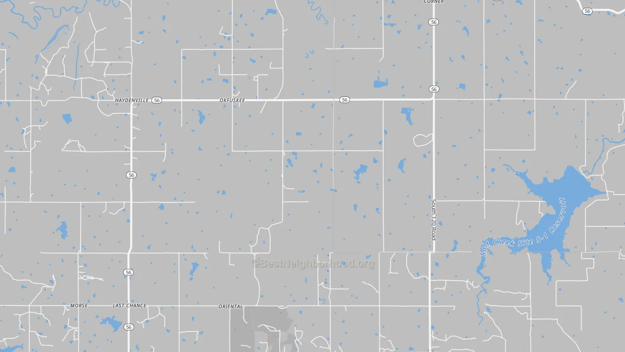Bike Grade map of Okfuskee, OK