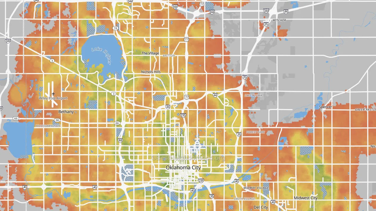 Bike Grade map of Oklahoma County, OK