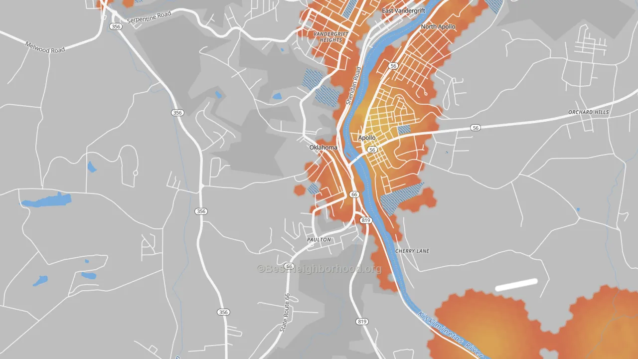 Bike Grade map of Oklahoma, PA