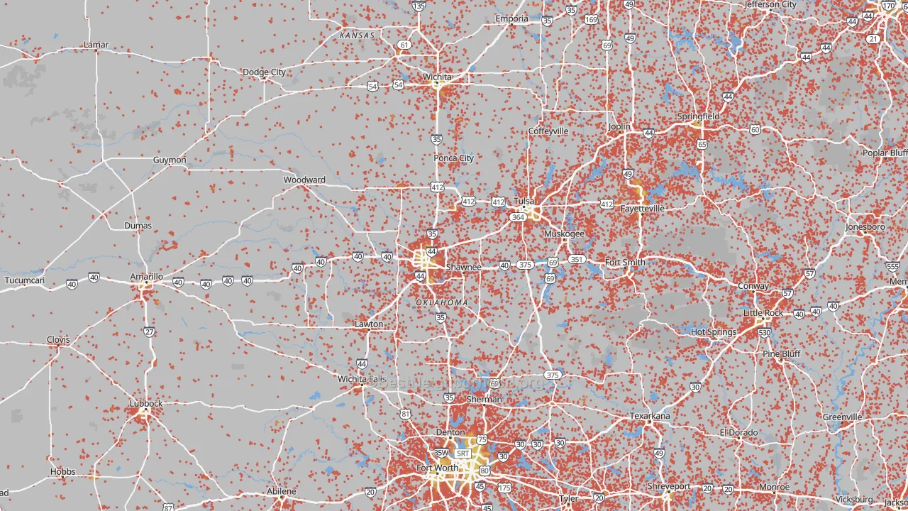 Bike Grade map of Oklahoma