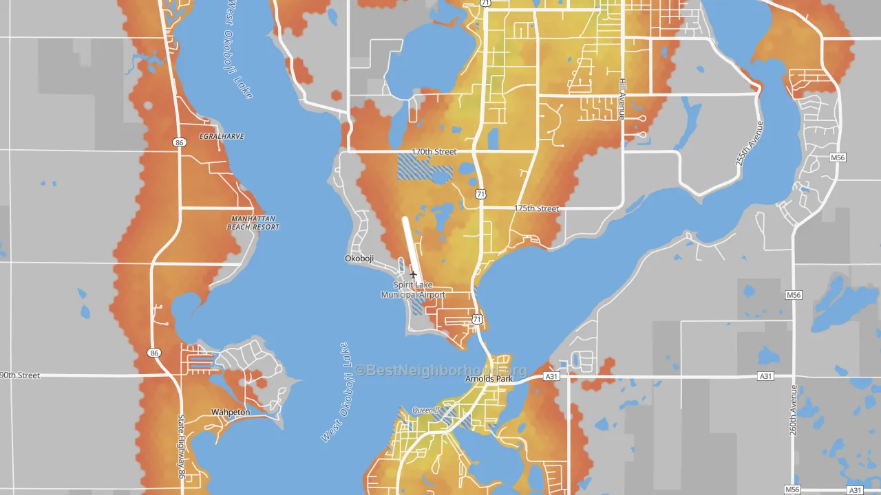 Bike Grade map of Okoboji, IA