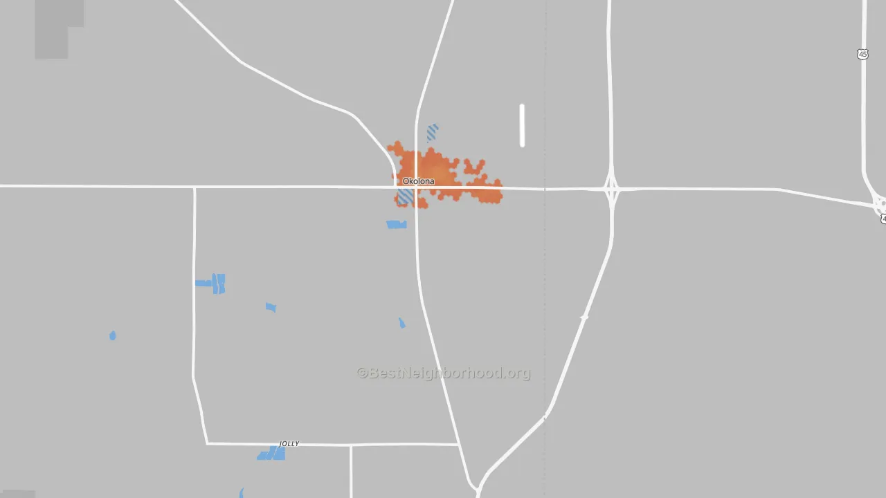 Bike Grade map of Okolona, MS