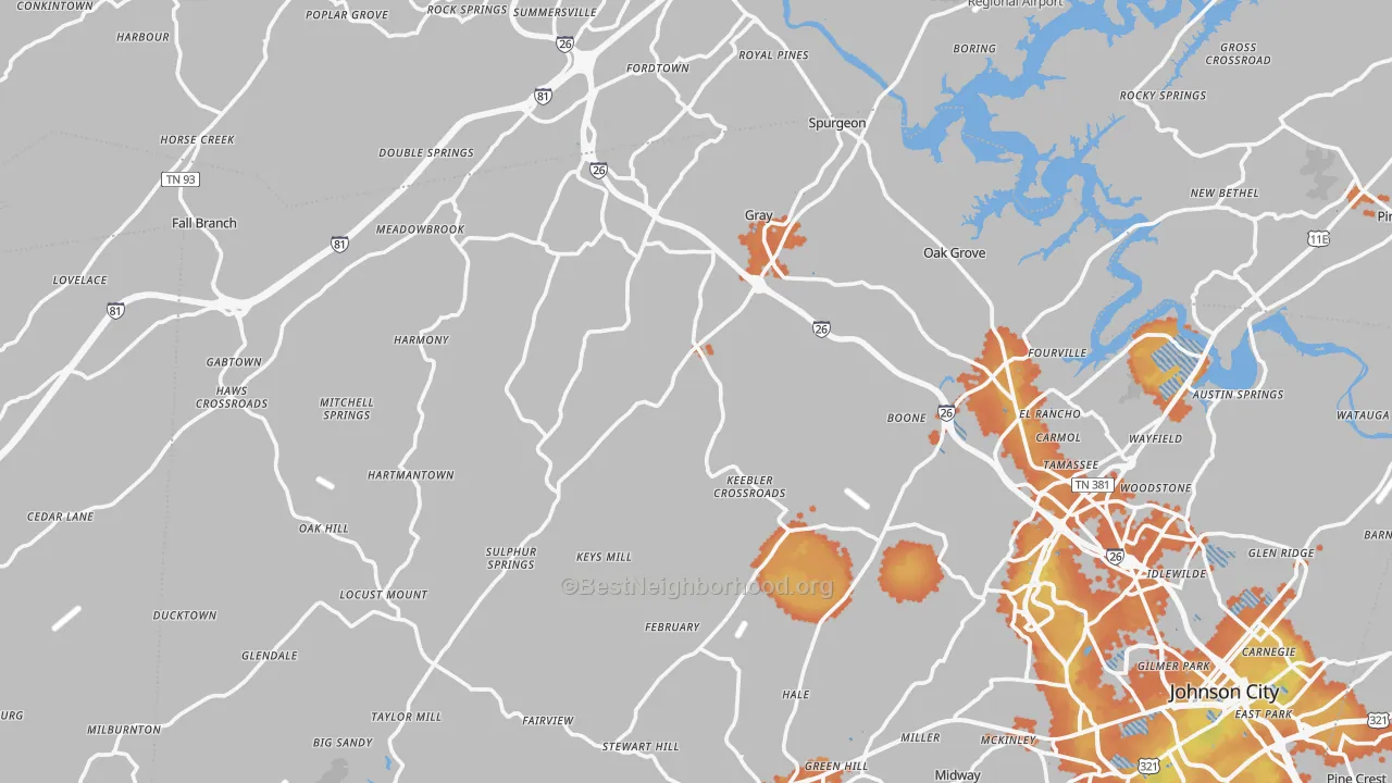 Bike Grade map of Okolona, TN