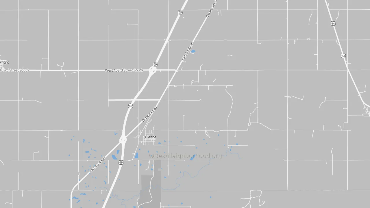 Bike Grade map of Oktaha, OK