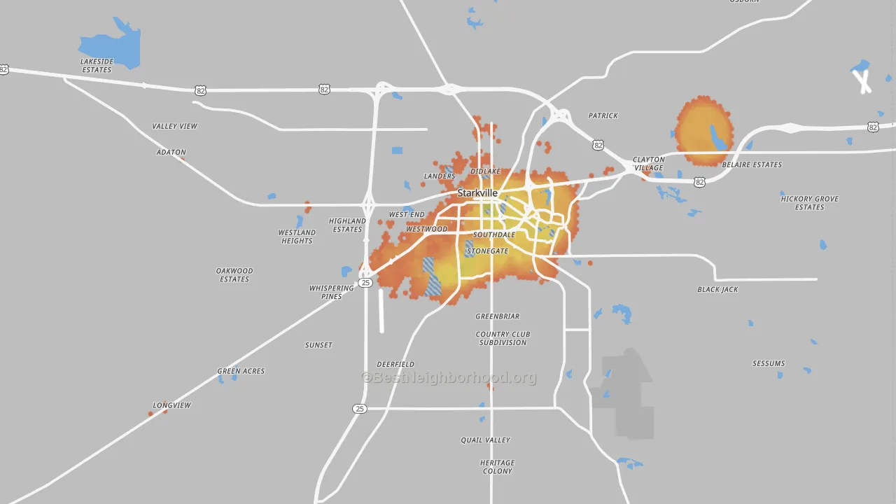 Bike Grade map of Oktibbeha County, MS