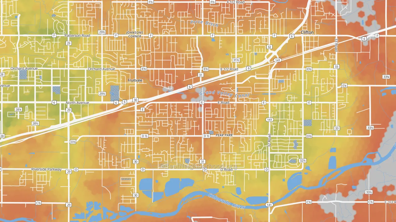 Bike Grade map of Ol Sun, Clifton, CO