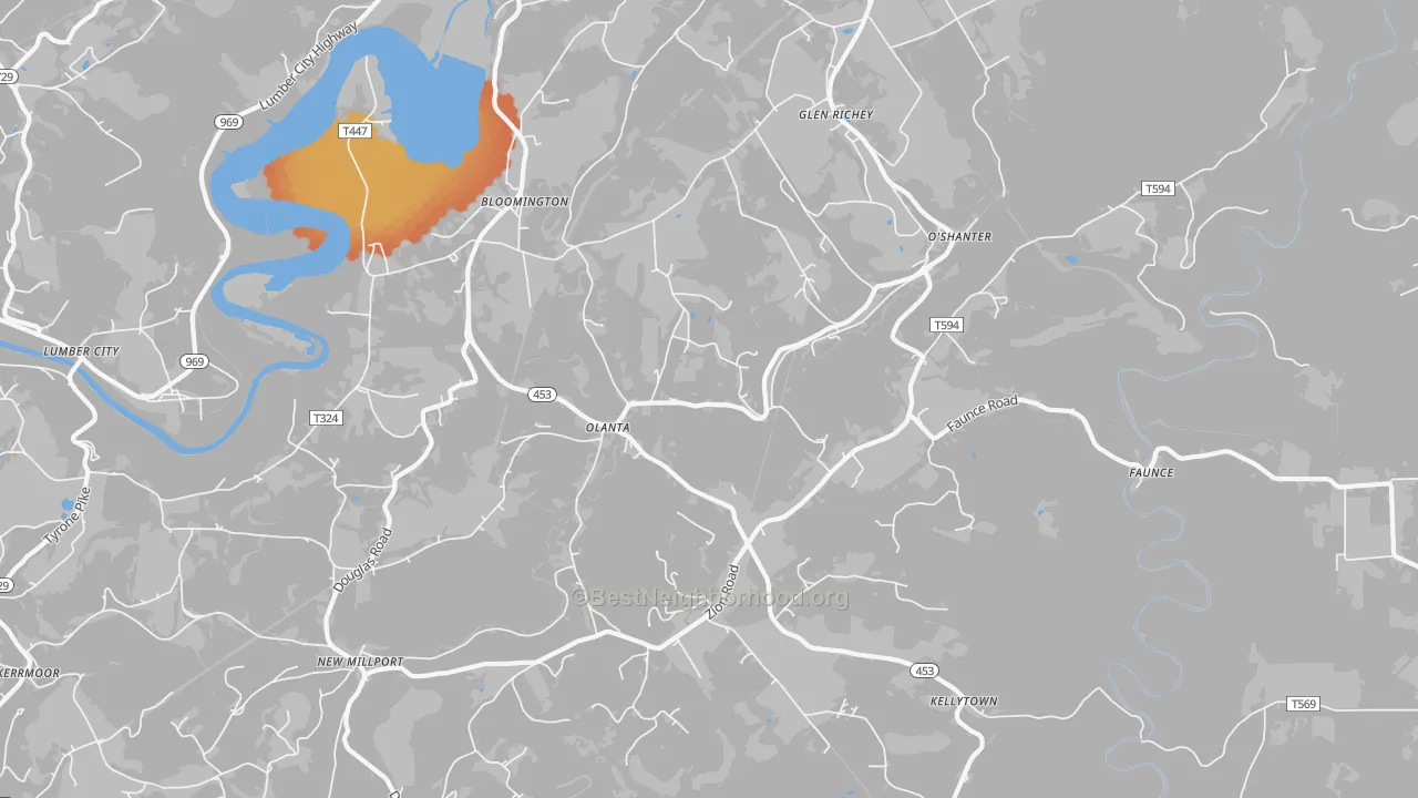 Bike Grade map of Olanta, PA