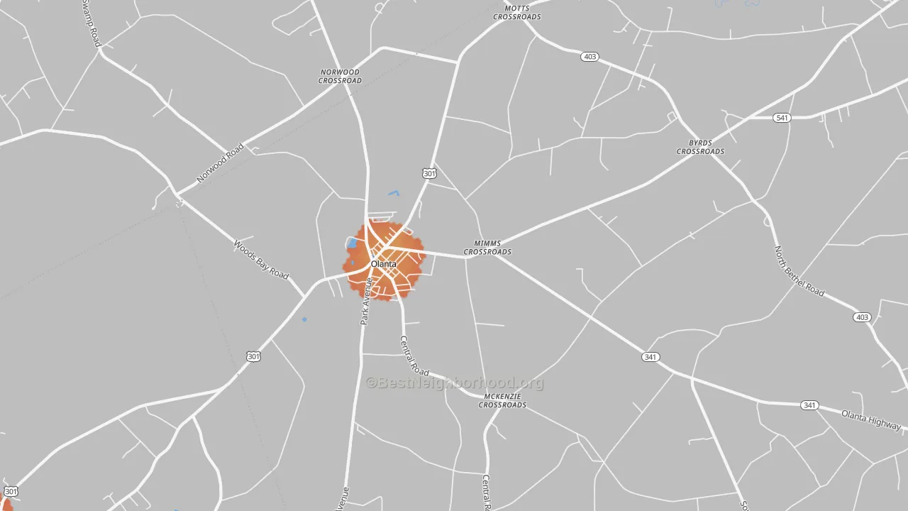 Bike Grade map of Olanta, SC