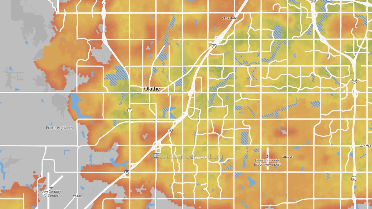Bike Grade map of Olathe, KS