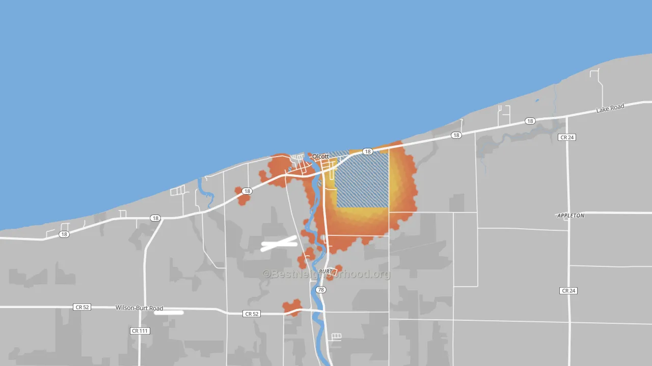 Bike Grade map of Olcott, NY