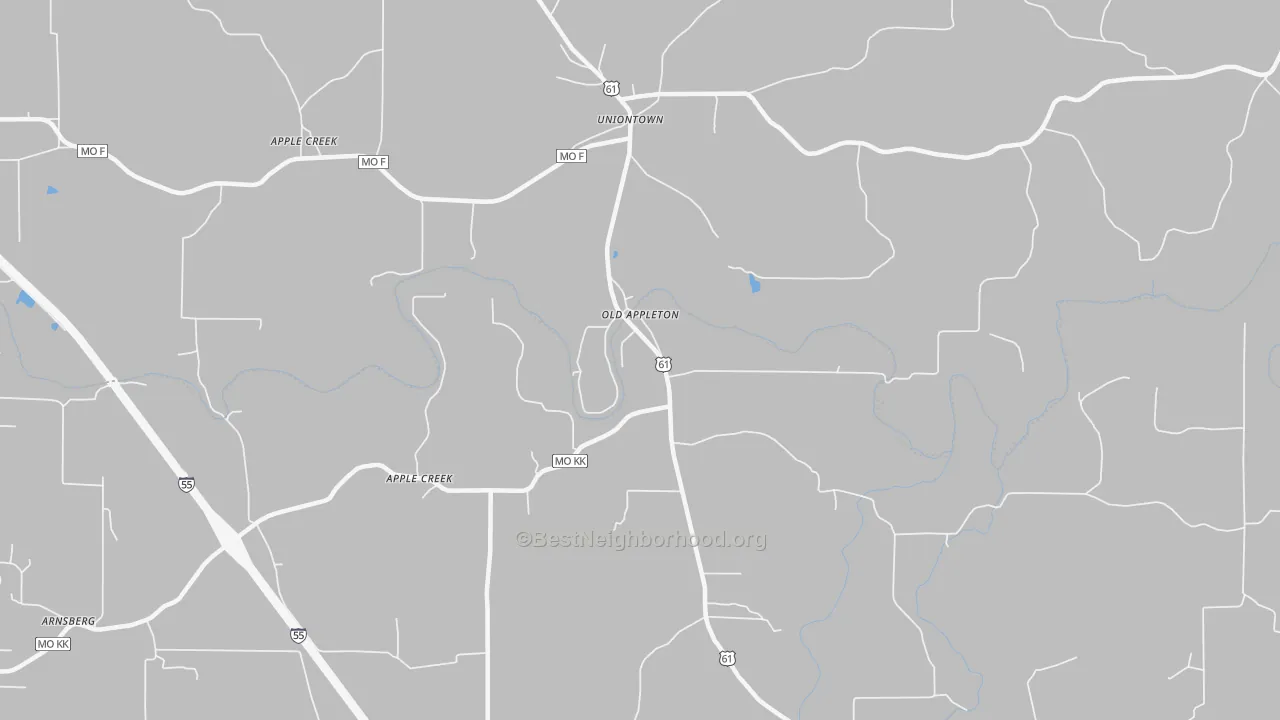 Bike Grade map of Old Appleton, MO