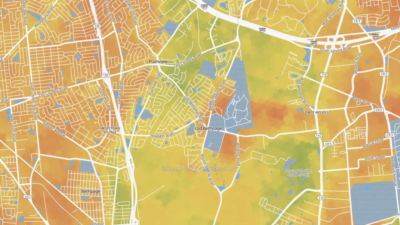 Bike Grade map of Old Bethpage, NY