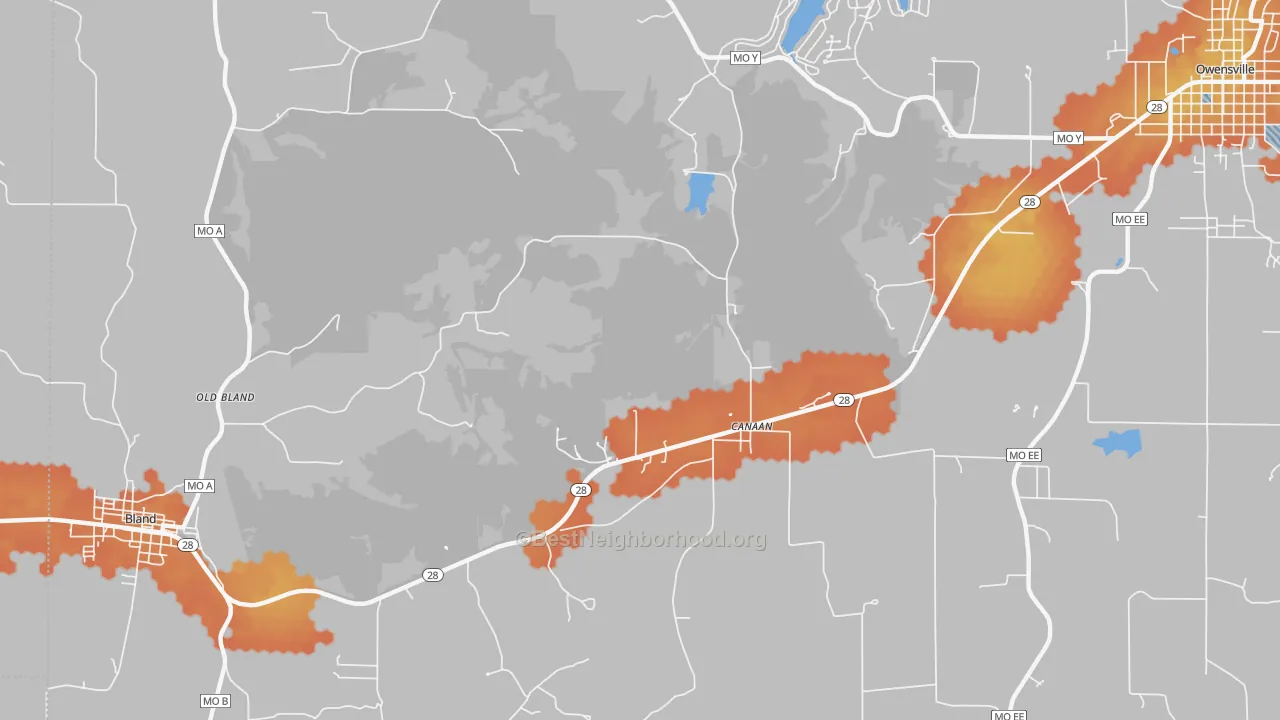 Bike Grade map of Old Bland, MO