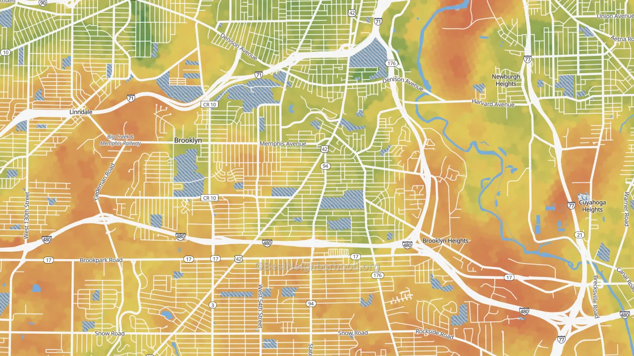 Bike Grade map of Old Brooklyn, Cleveland, OH