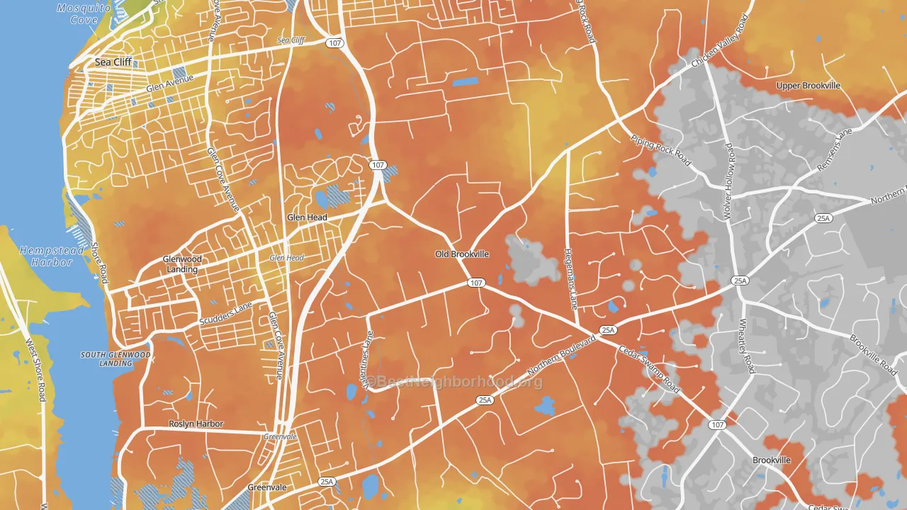 Bike Grade map of Old Brookville, NY