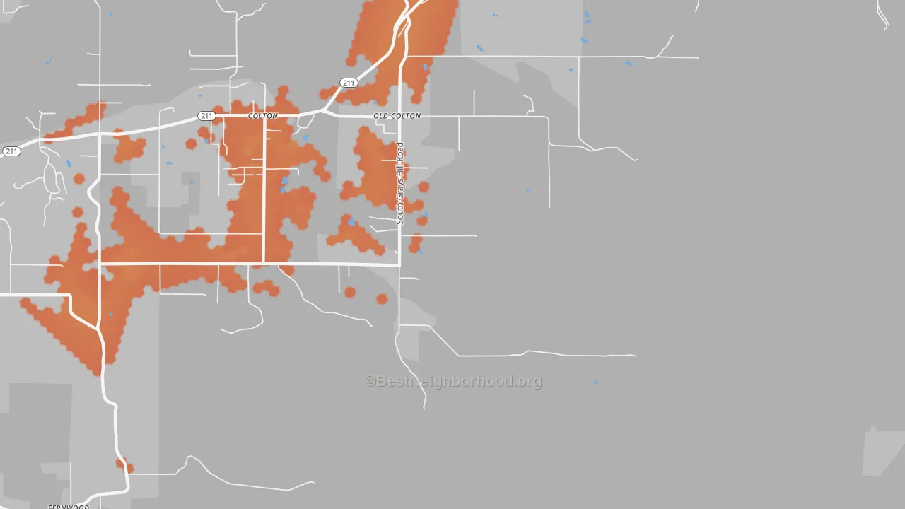 Bike Grade map of Old Colton, OR