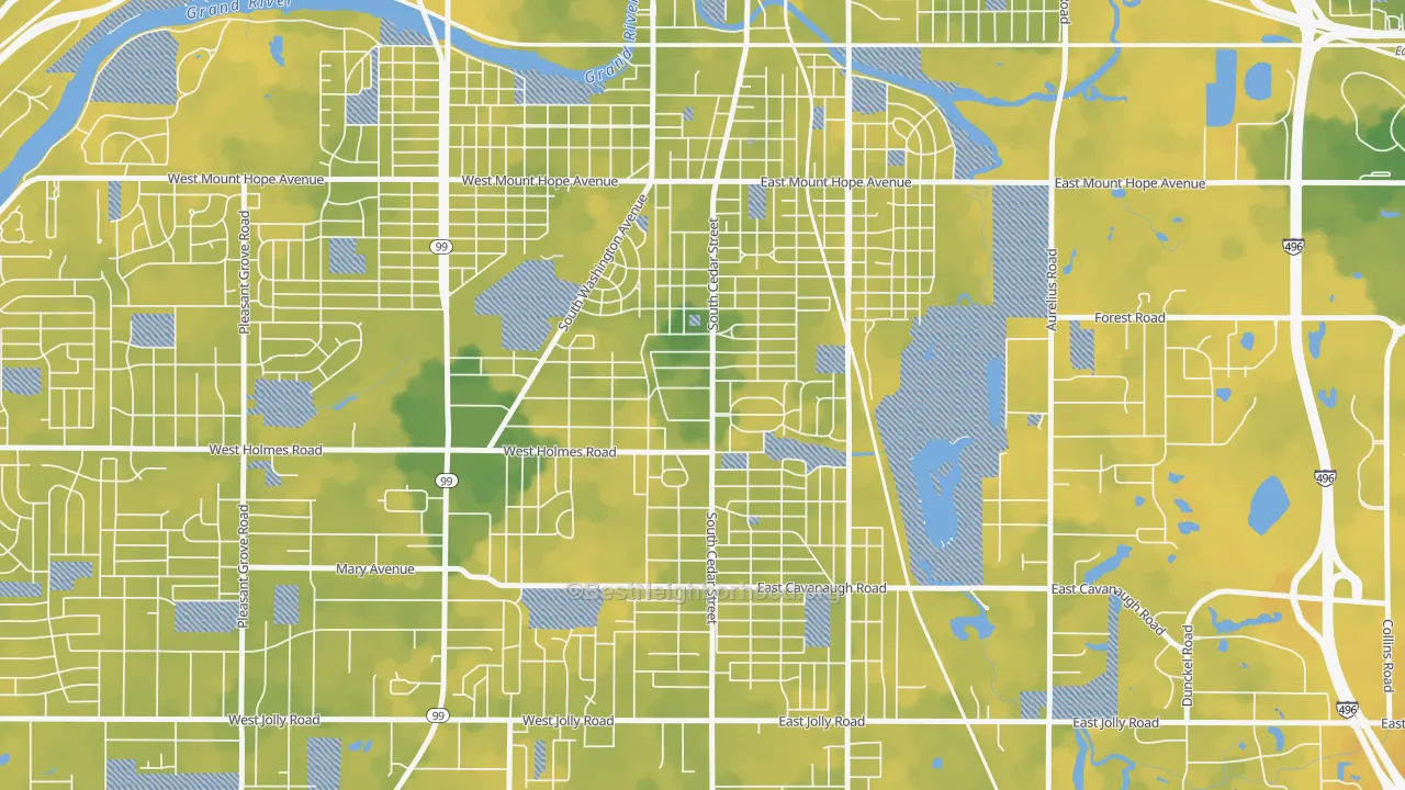 Bike Grade map of Old Everett, Lansing, MI