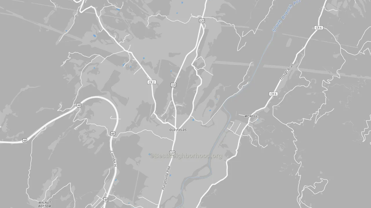 Bike Grade map of Old Fields, WV
