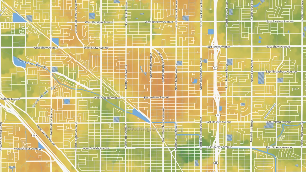Bike Grade map of Old Fig Garden, CA