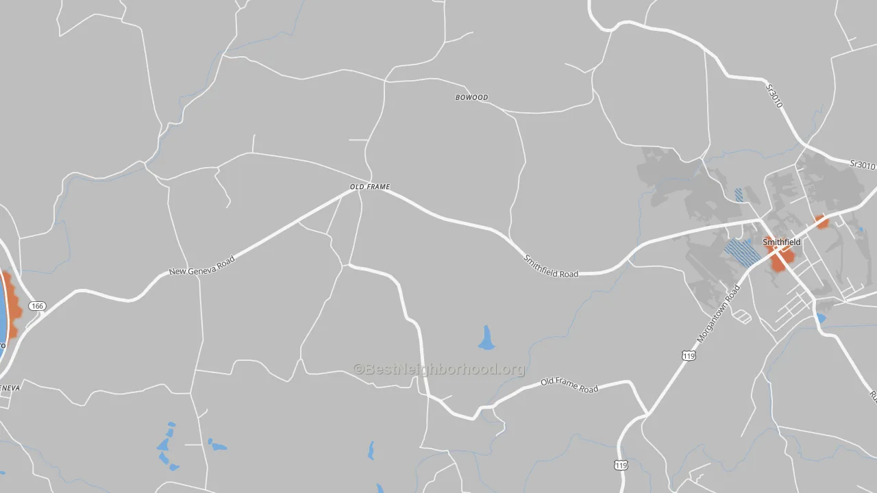 Bike Grade map of Old Frame, PA