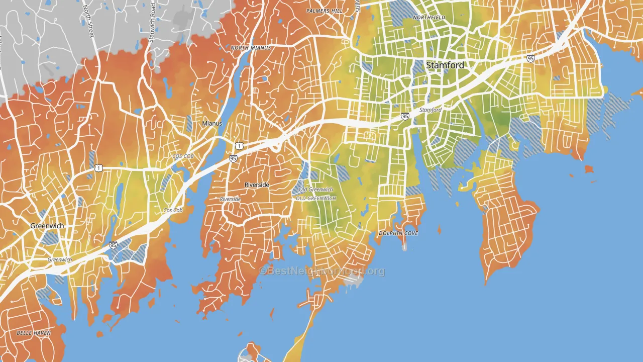 Bike Grade map of Old Greenwich, CT