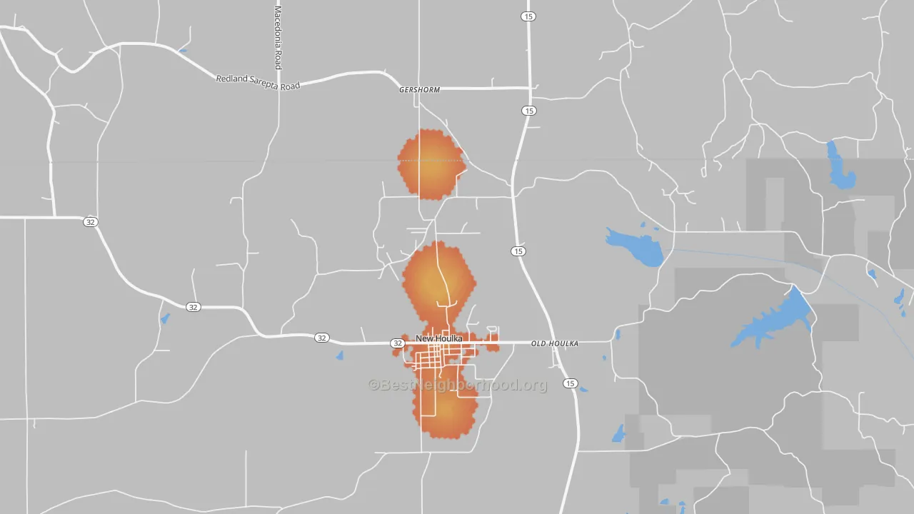Bike Grade map of Old Houlka, MS