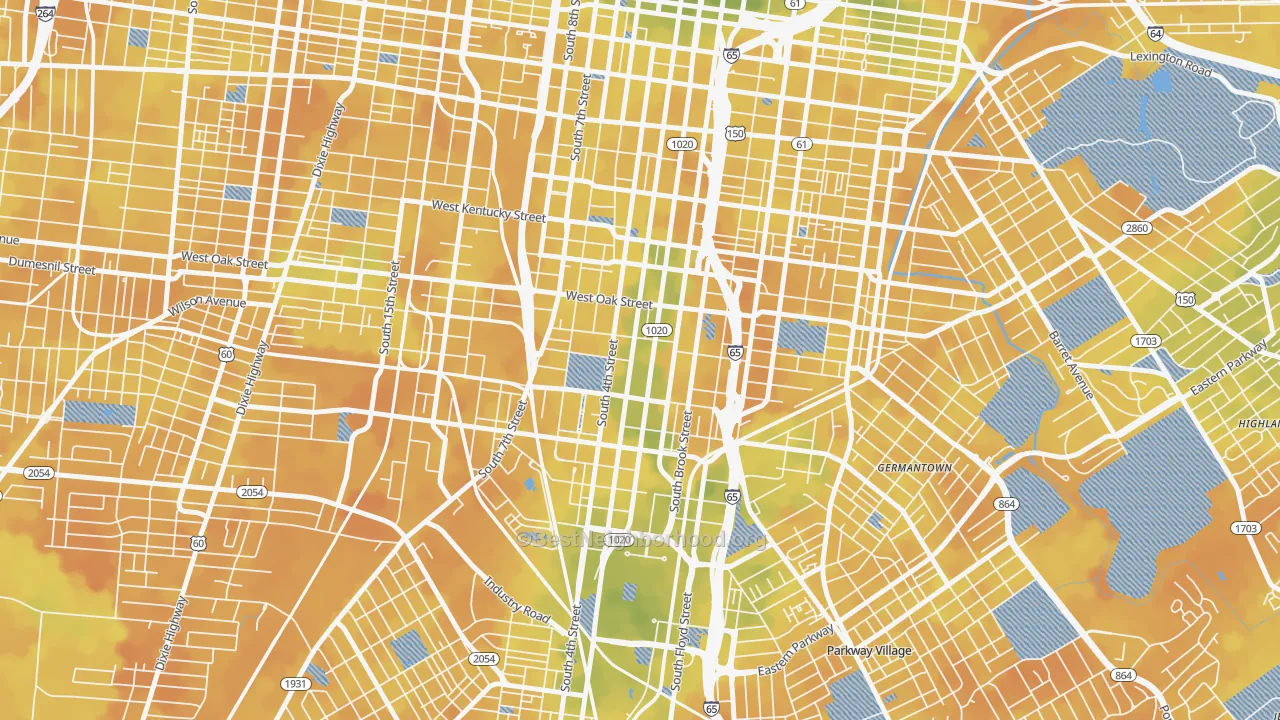 Bike Grade map of Old Louisville, Louisville, KY