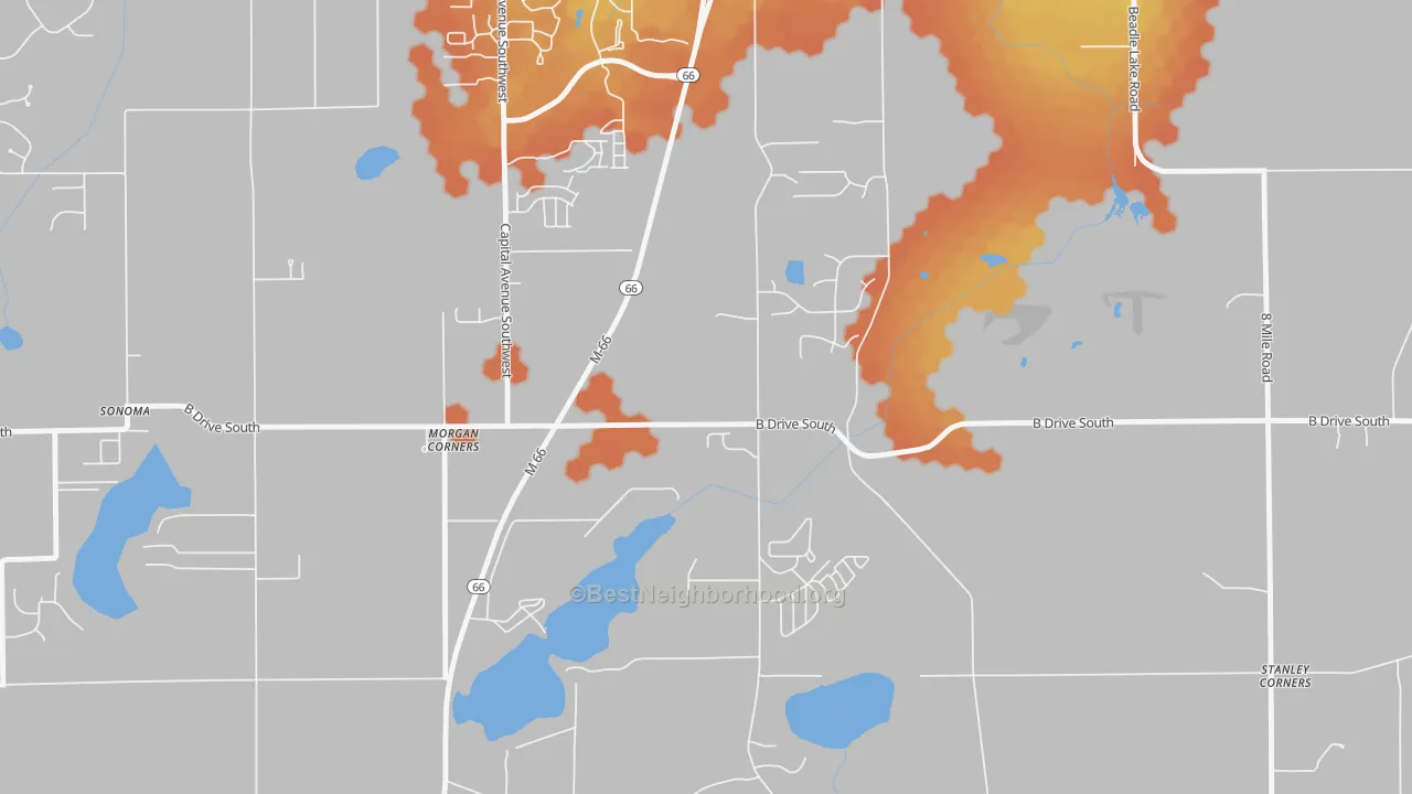 Bike Grade map of Old Mill Gardens, MI