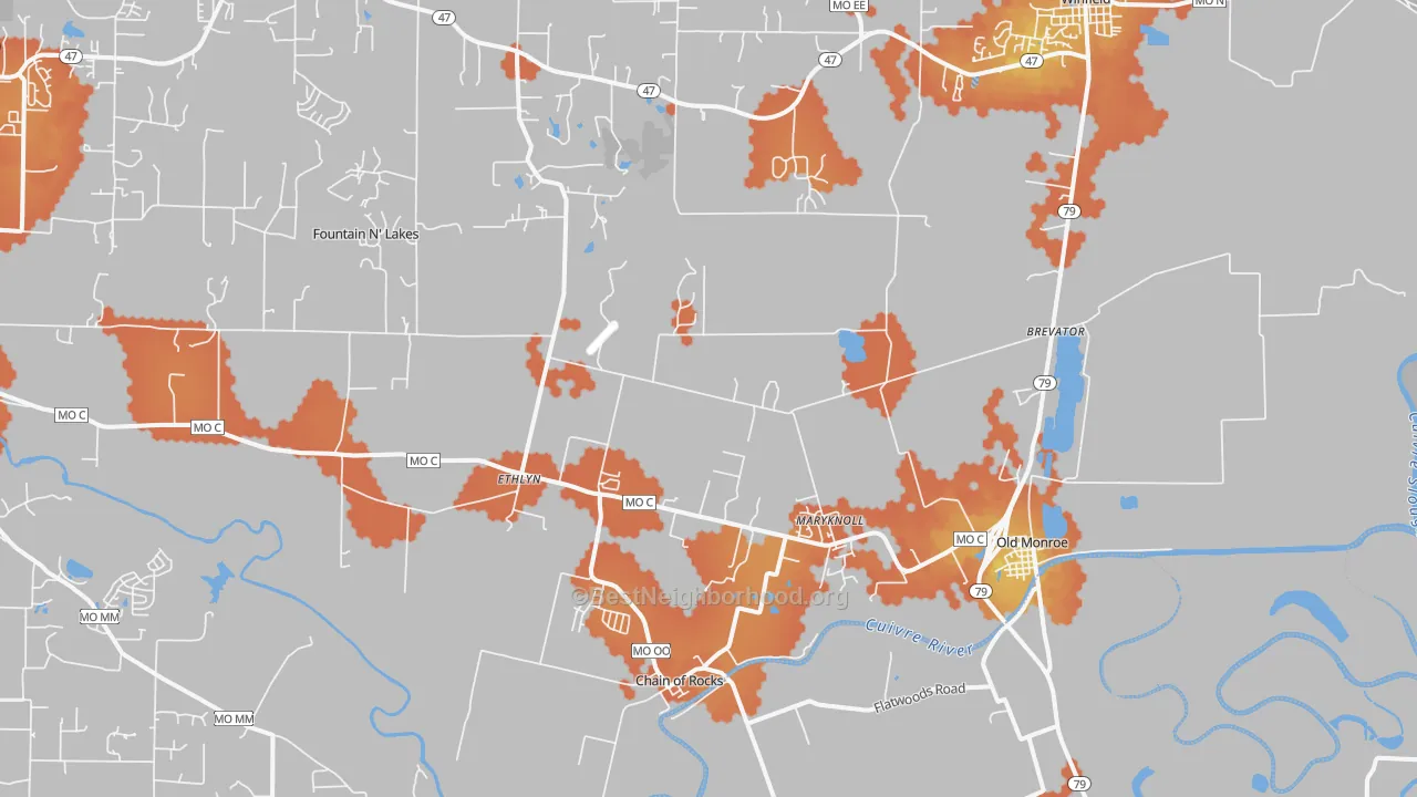 Bike Grade map of Old Monroe, MO